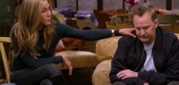 Jennifer Aniston consoled Suzanne Perry son Matthew Perry after he went emotional reminiscing memories with Friends.